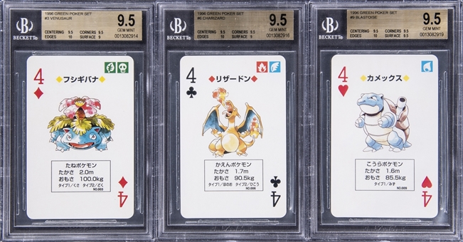 1996 Pokemon Green Poker Set - BGS GEM MINT 9.5